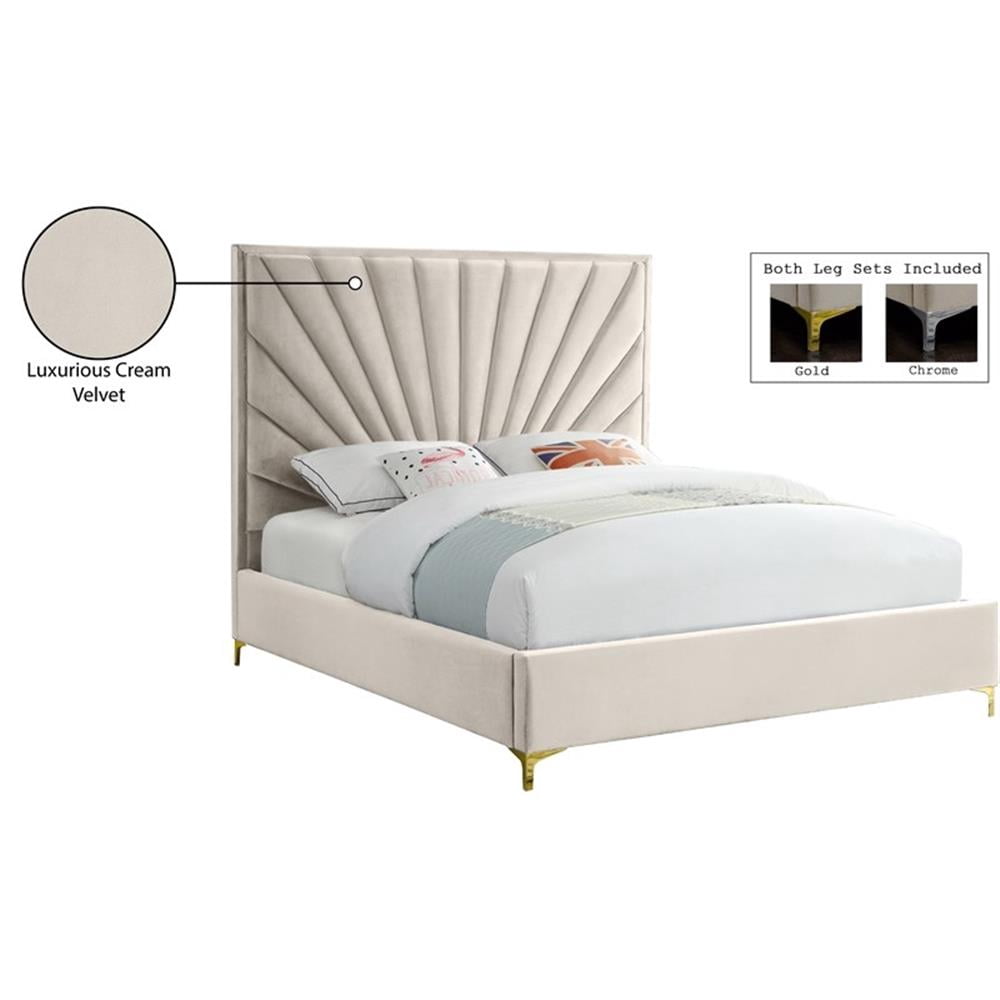 luxury fabric bed frame with chrome legs