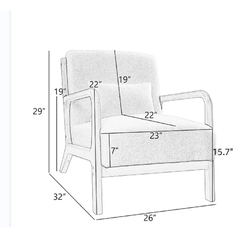 Modern fabric accent chair with ergonomic backrest