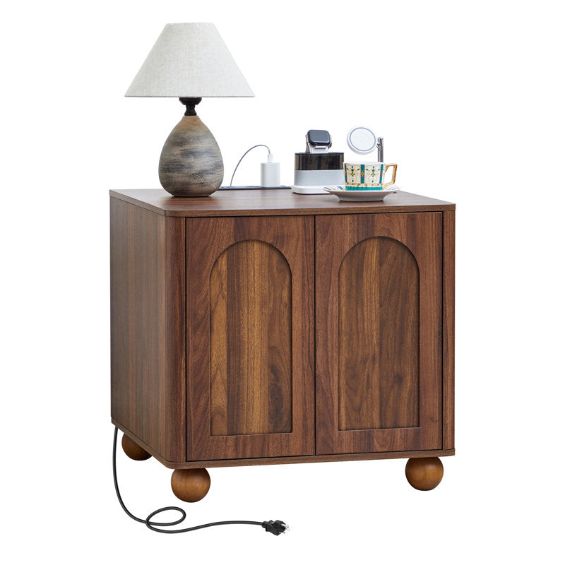 Modern wooden bedside table with concealed storage