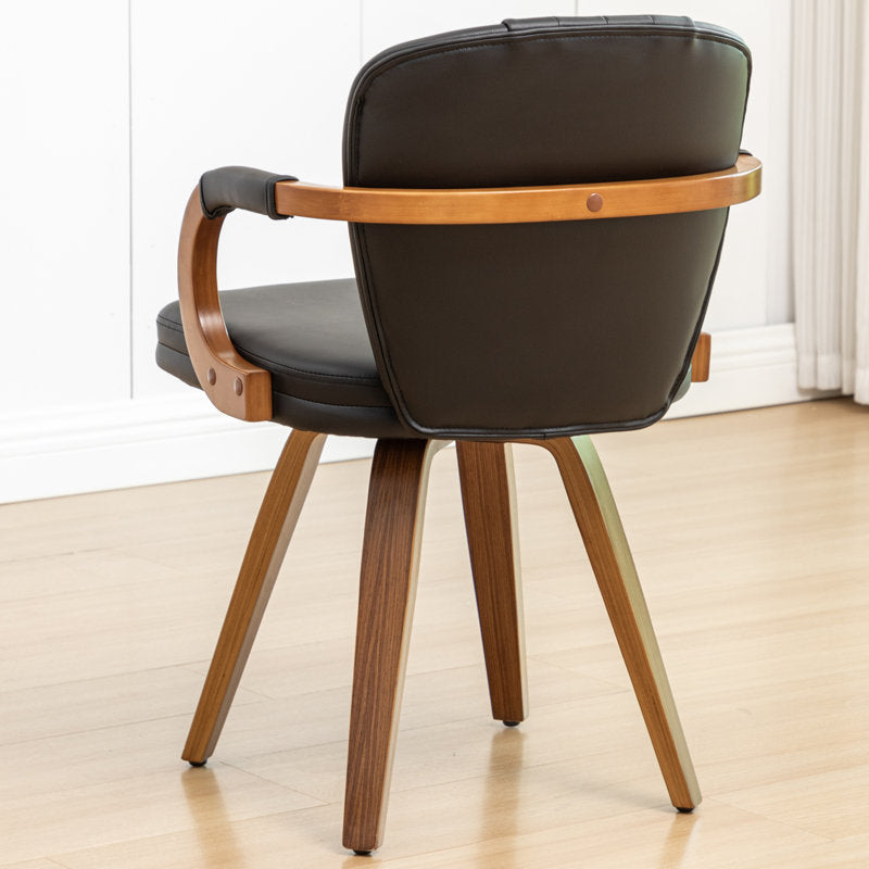 Modern wooden dining chair with armrest