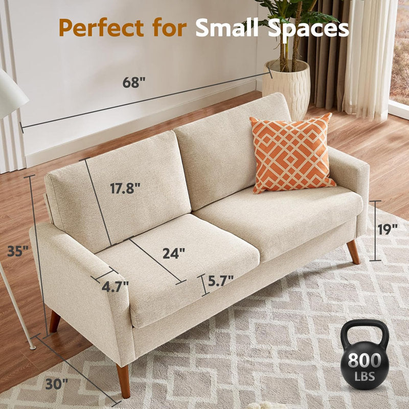 Modern apartment sofa with wooden legs