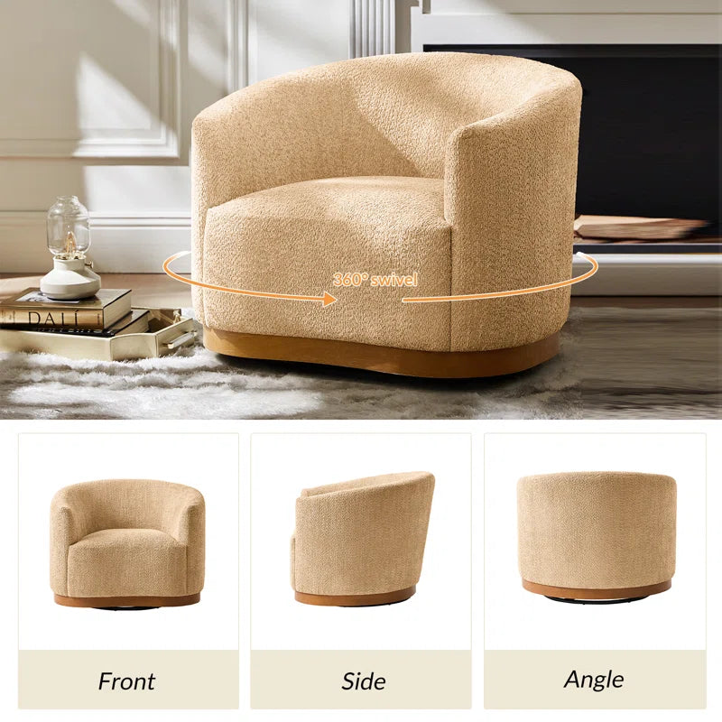 Contemporary beige accent chair with plush upholstery