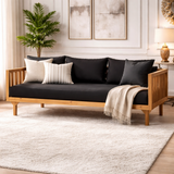 Scandinavian Style 3 Seater Teak Wood Sofa for Modern Interiors
