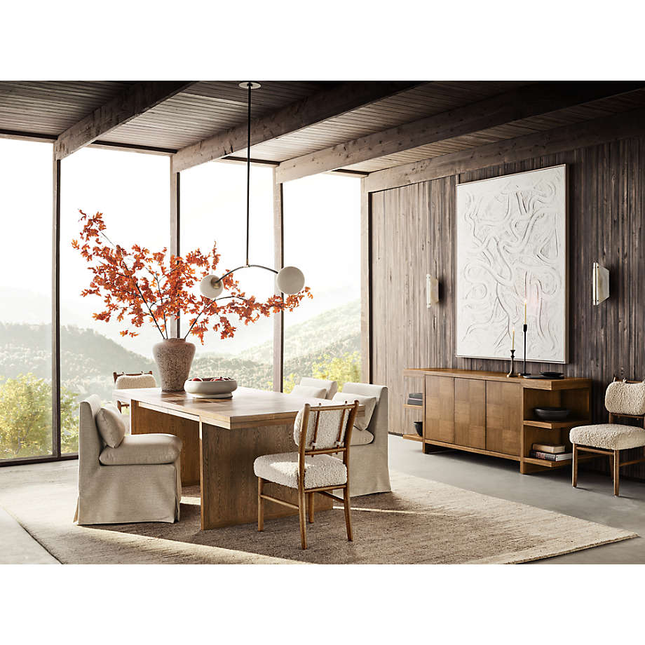 Handcrafted teak wood upholstered dining chair