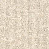 Soft bouclé upholstered teak wood platform bed