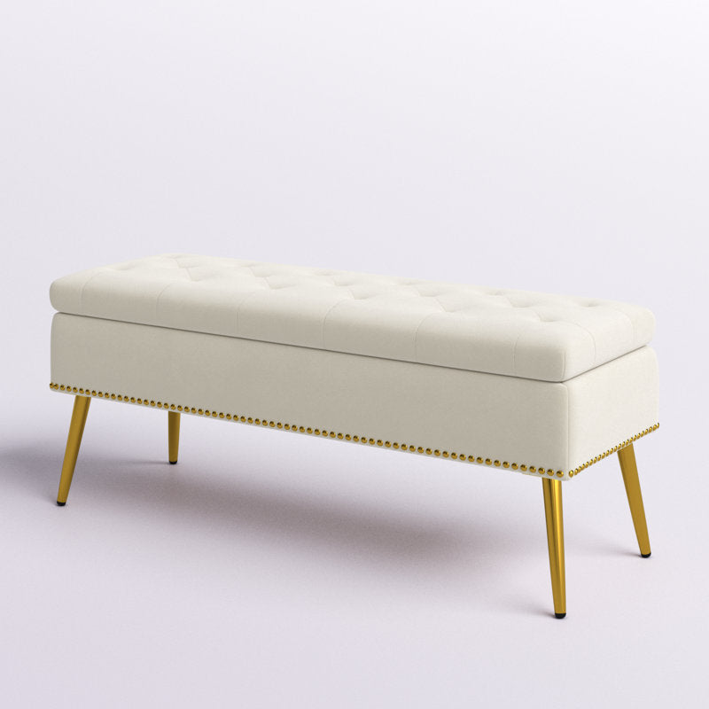 Luxury entryway bench with soft fabric
