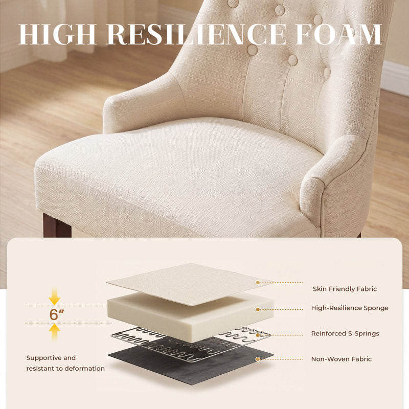 Handmade luxury dining chair with premium cream upholstery