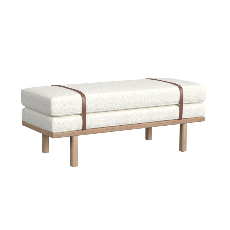 cream fabric wooden bench modern design
