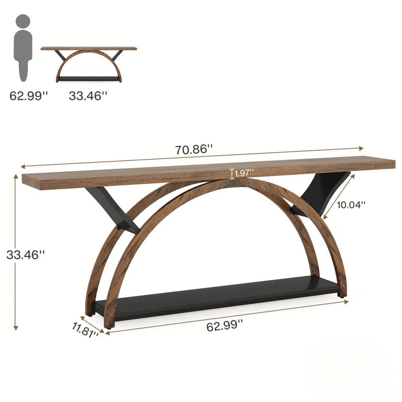 Modern rustic teak wood foyer table
