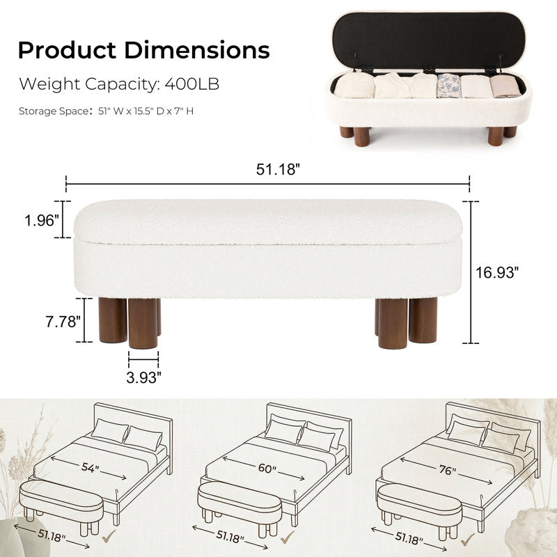 Scandinavian style upholstered teak wood bench