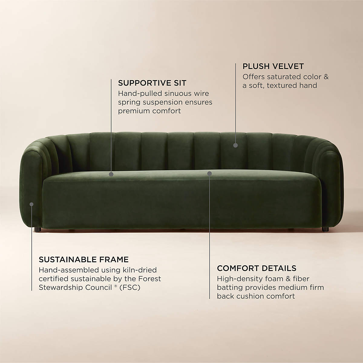 Premium green velvet couch modern home furniture
