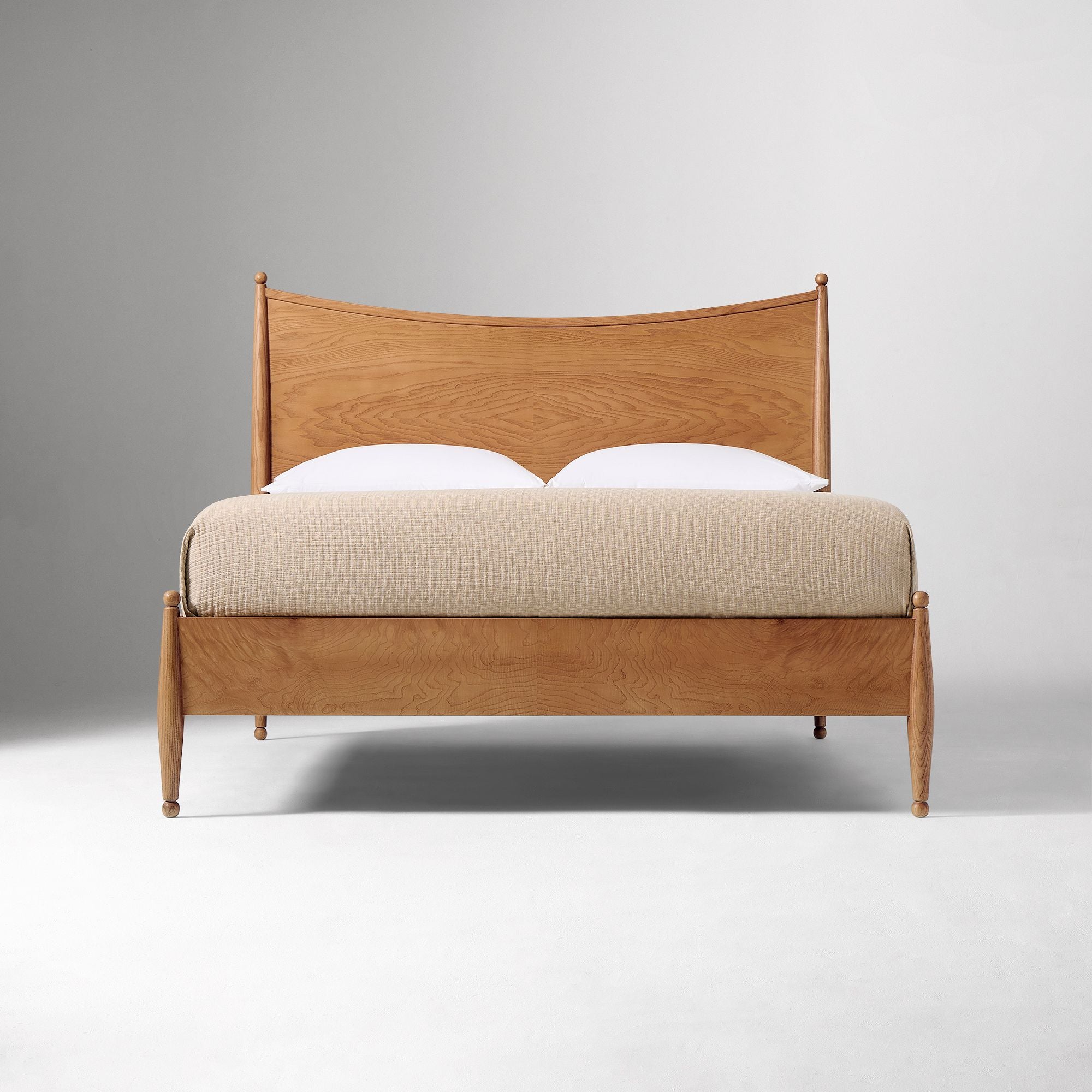Durable teak wood king bed with minimalist design