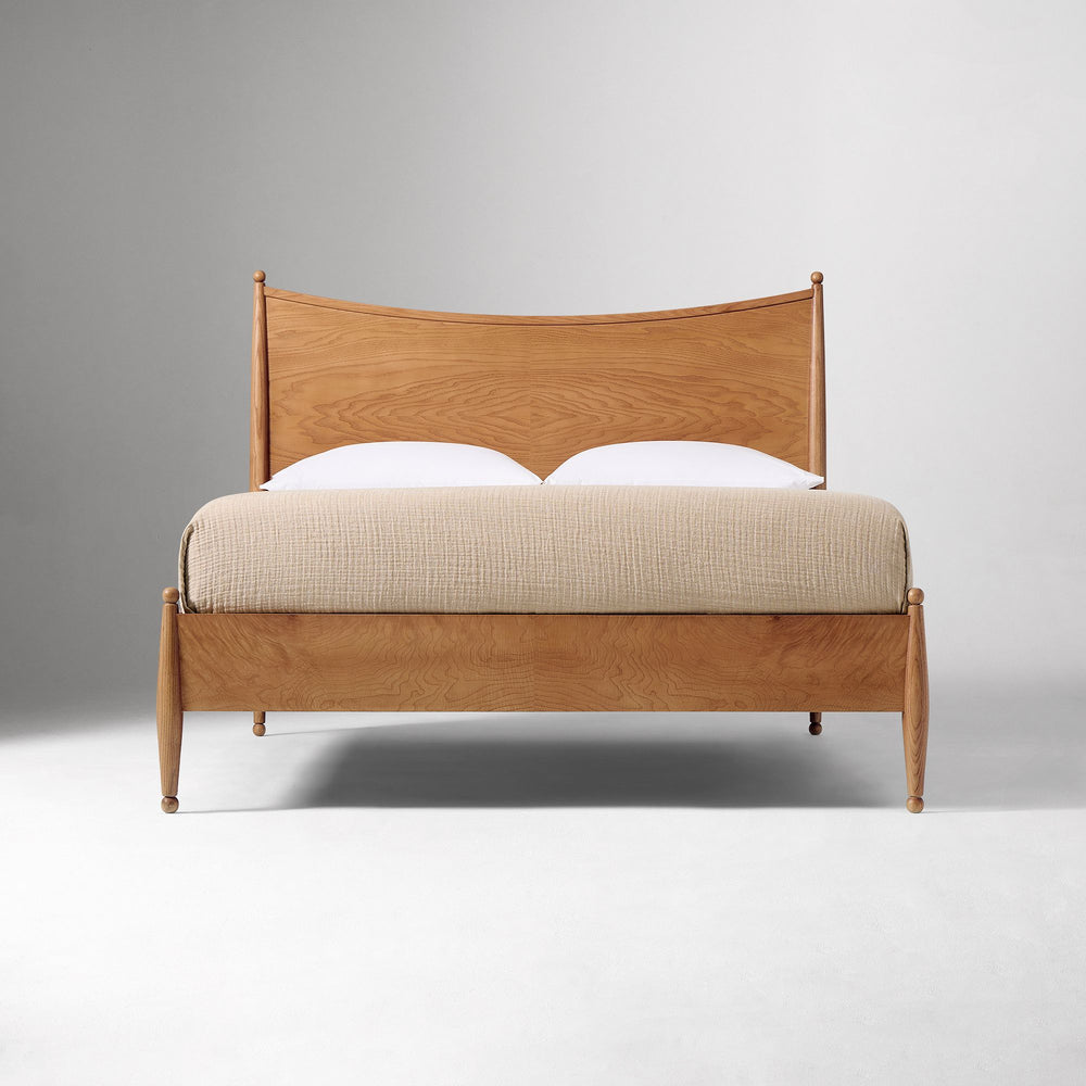 Durable teak wood king bed with minimalist design