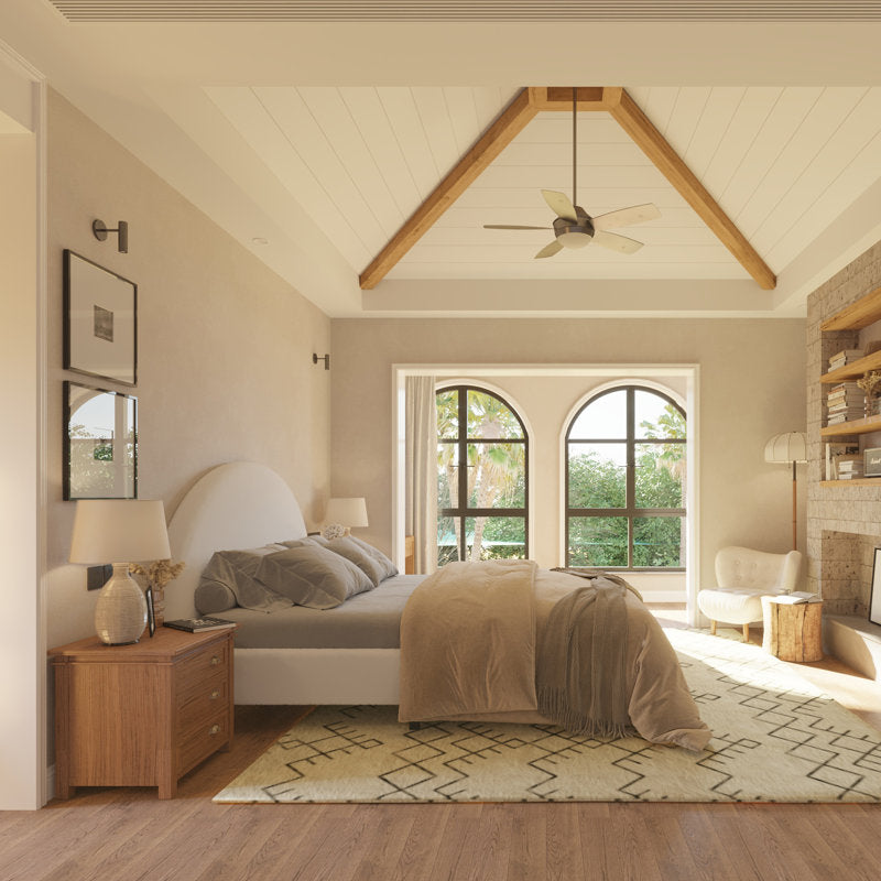 Elegant cream upholstered teak wood bed frame