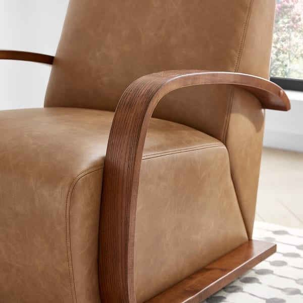 Premium Teak Wood Leather Lounge Chair – Modern Comfort Armchair for Living Room