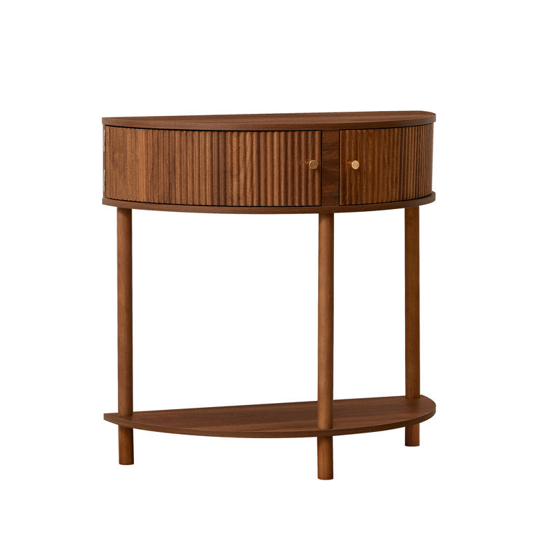 Solid teak wood hallway console table with shelf