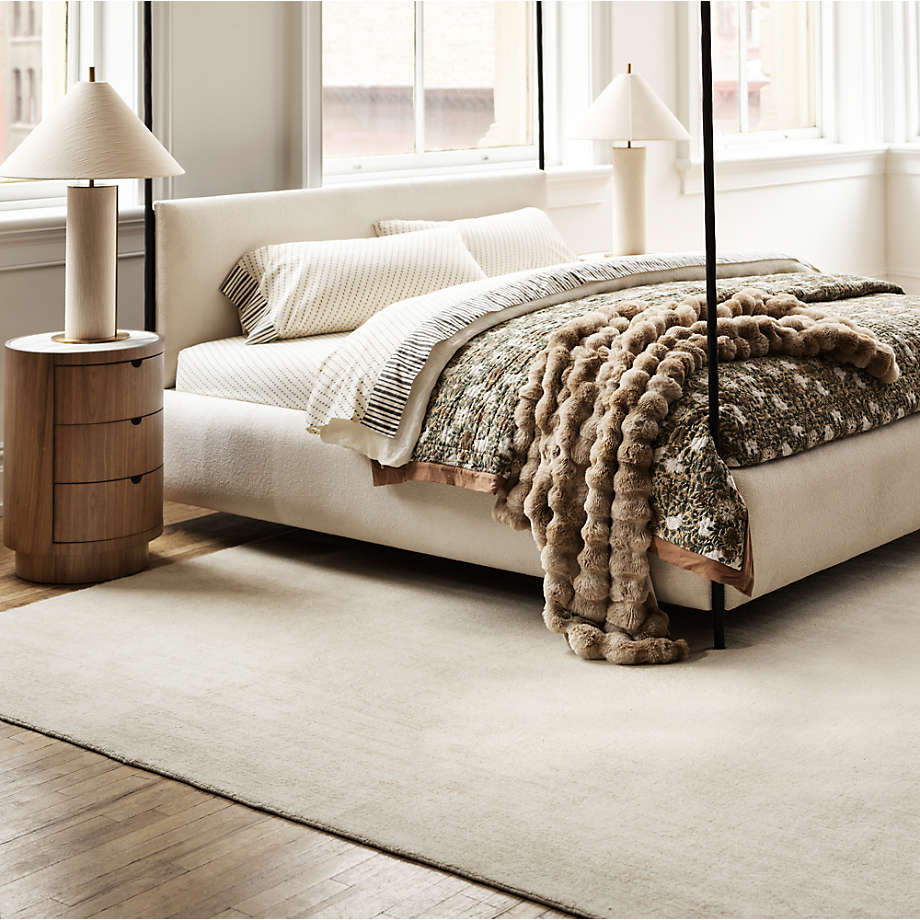 Cylindrical wooden bedside table for bedroom