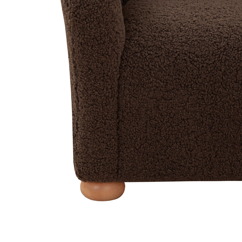 Premium dark brown wingback accent chair teak wood