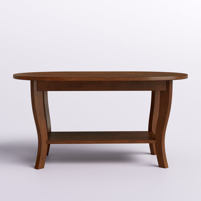 Modern oval wooden console table made from solid teak wood