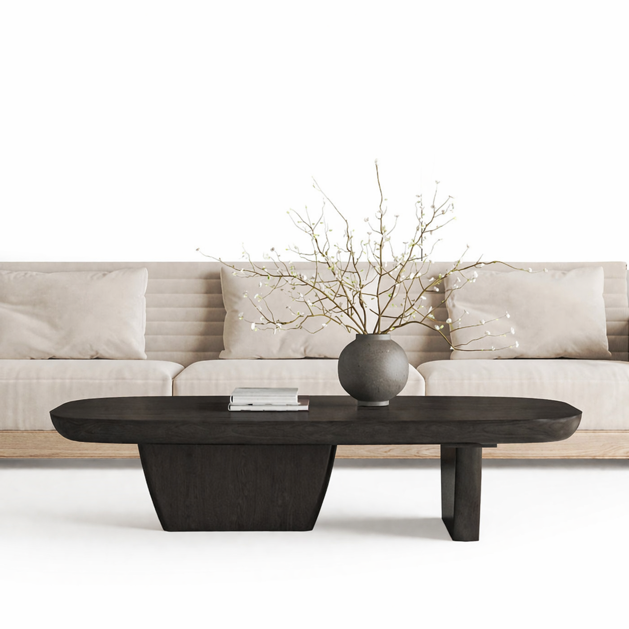wooden oval center table modern
