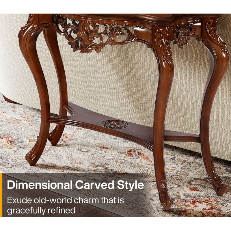 Elegant hallway accent table made from solid teak wood