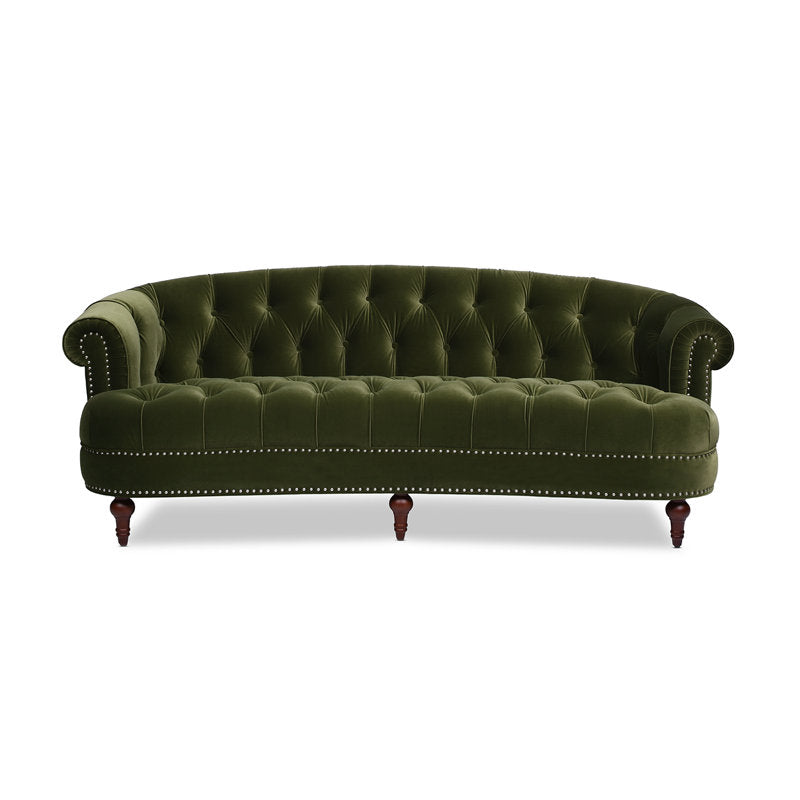 Classic Chesterfield velvet sofa with nailhead trim