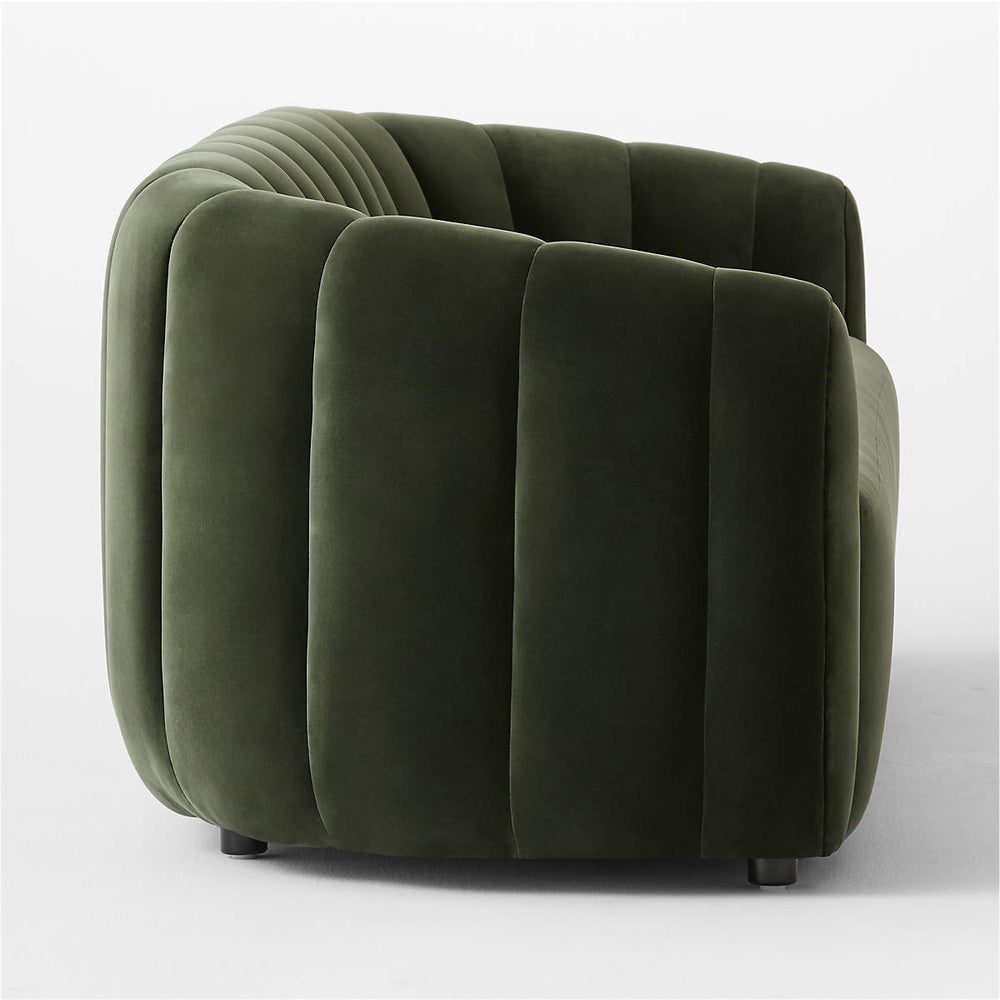 Elegant green upholstered teak wood sofa