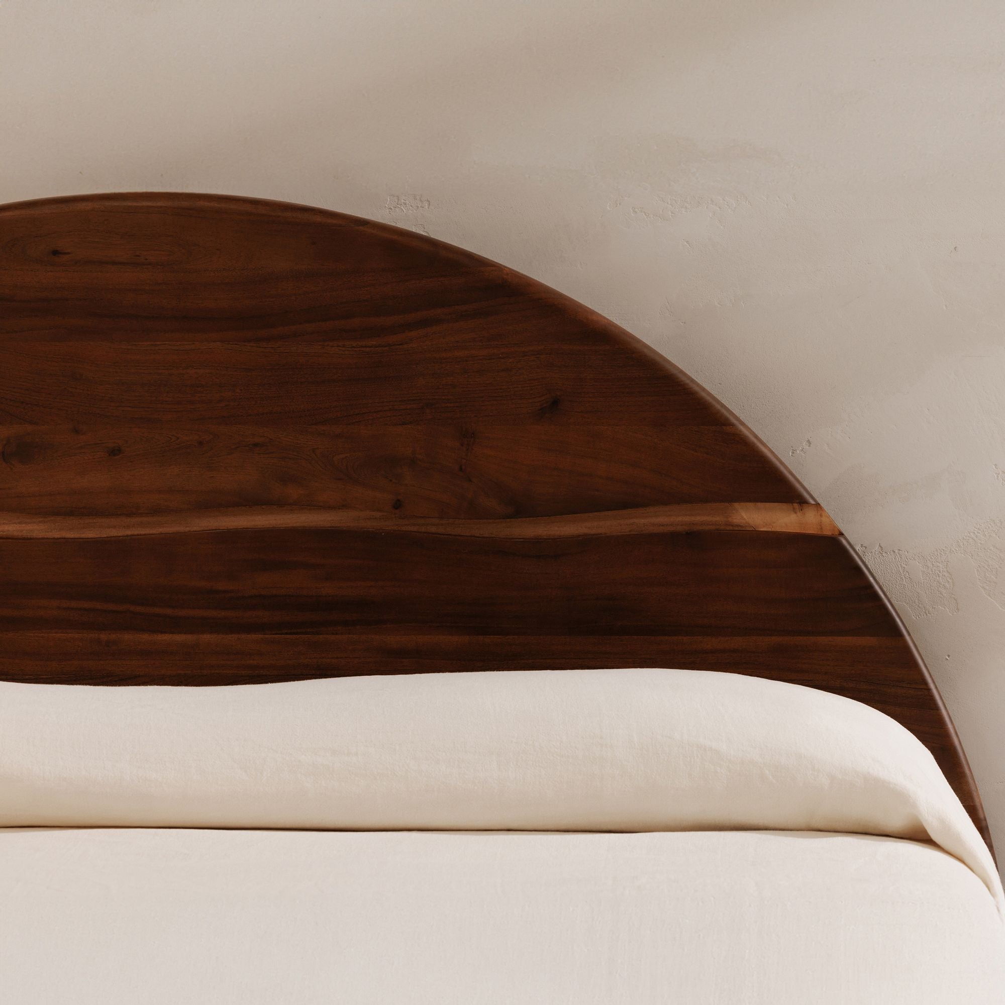 Modern arch headboard teak wood bed for luxury interiors