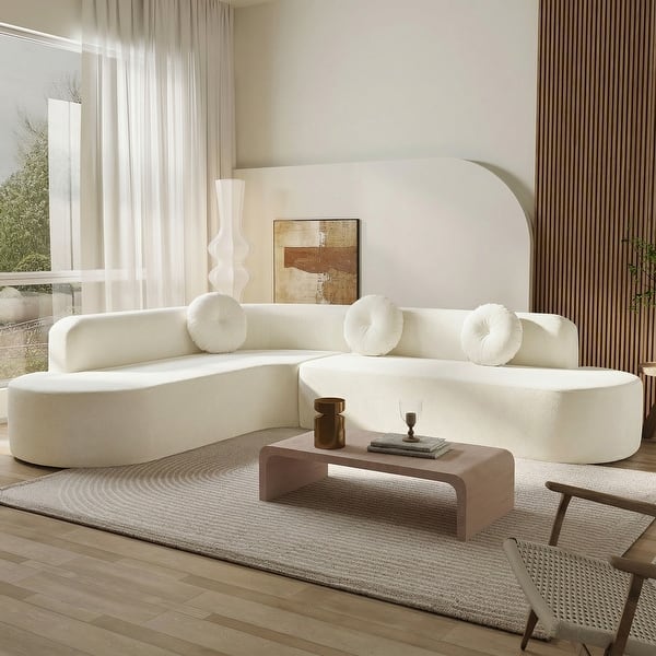 Premium teak wood curved sectional couch