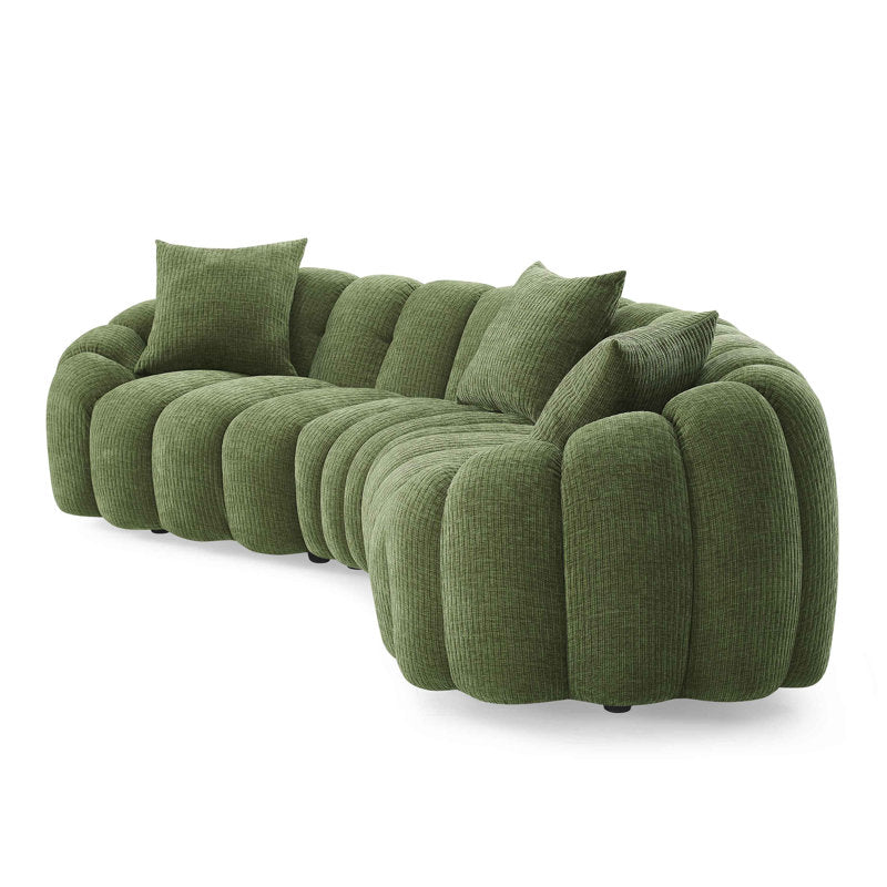 Modern green curved sectional couch for luxury living room décor
