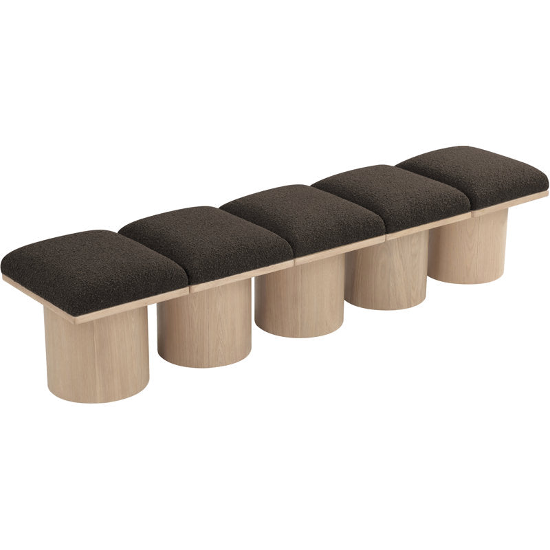 Teak wood bench with round pillar legs