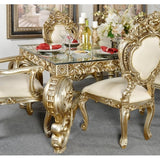 Antique gold carved 8 seater dining table set for luxury homes