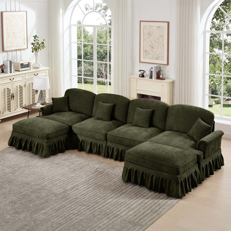Comfortable deep-seat teak wood luxury couch