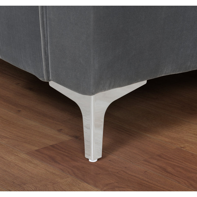 Luxury grey fabric sofa with teak wood frame