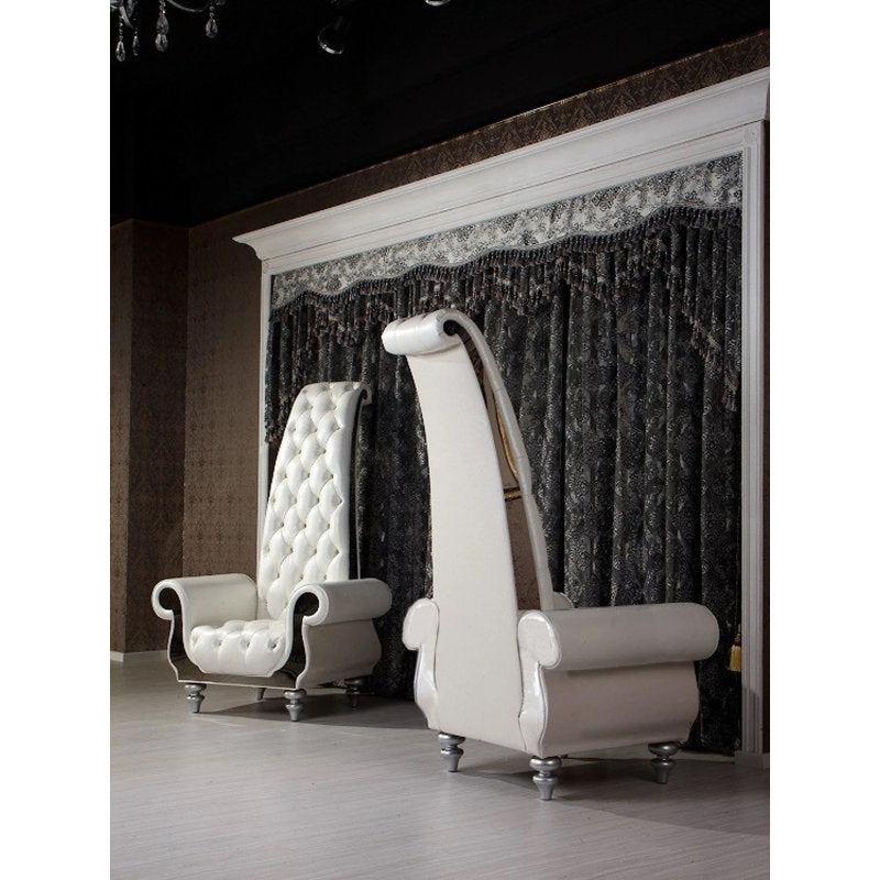 Luxury Designer High Back Armchair with Tufted Upholstery