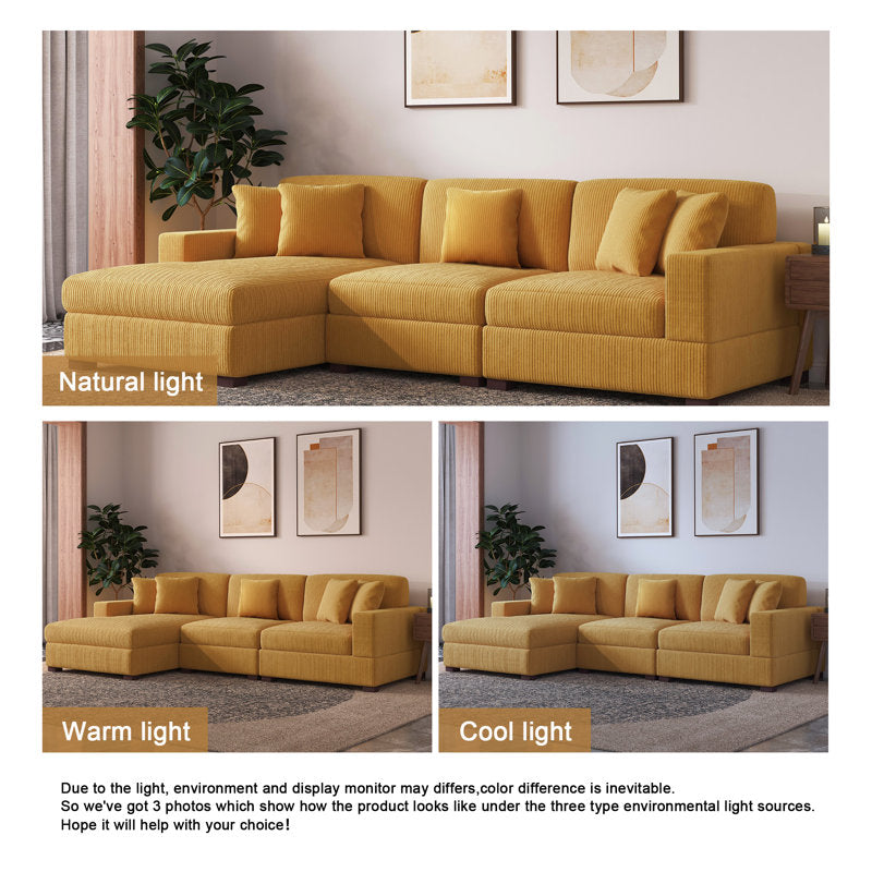 Teak wood sectional couch with deep seating design