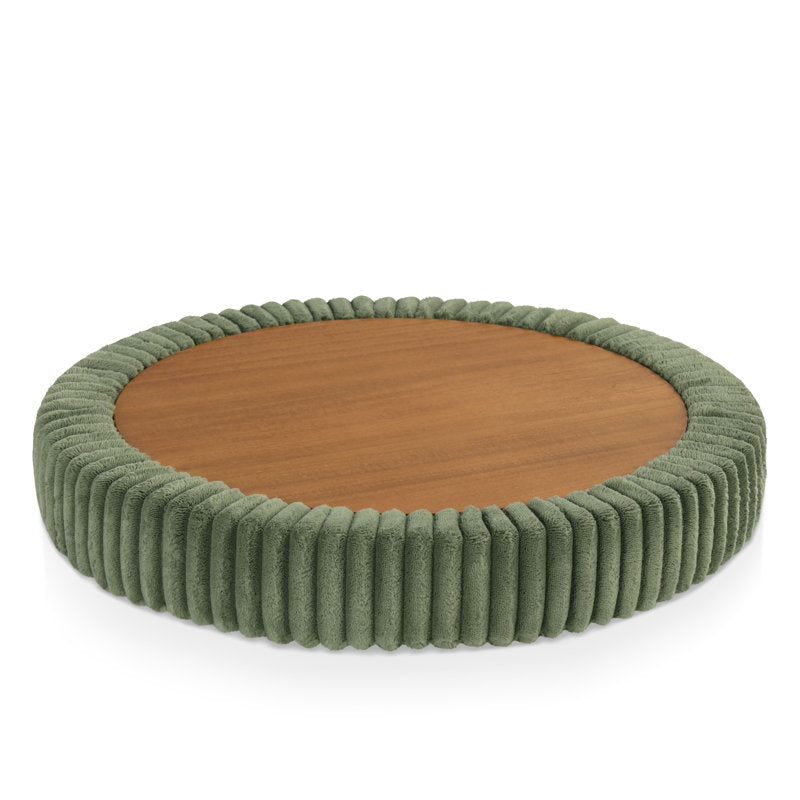 Contemporary teak wood storage ottoman for living room