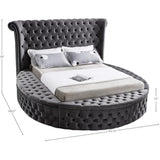 designer luxury round bed grey upholstery