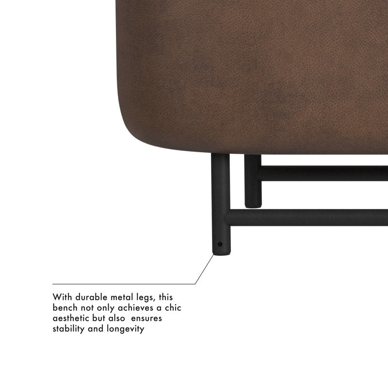 Stylish brown storage bench for living room furniture