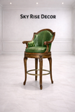 Luxury solid teak wood bar chair with arms for home bar furniture and modern kitchen island seating
