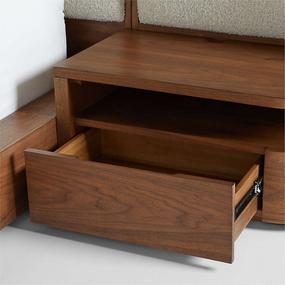 Minimalist teak wood bed with built-in side tables