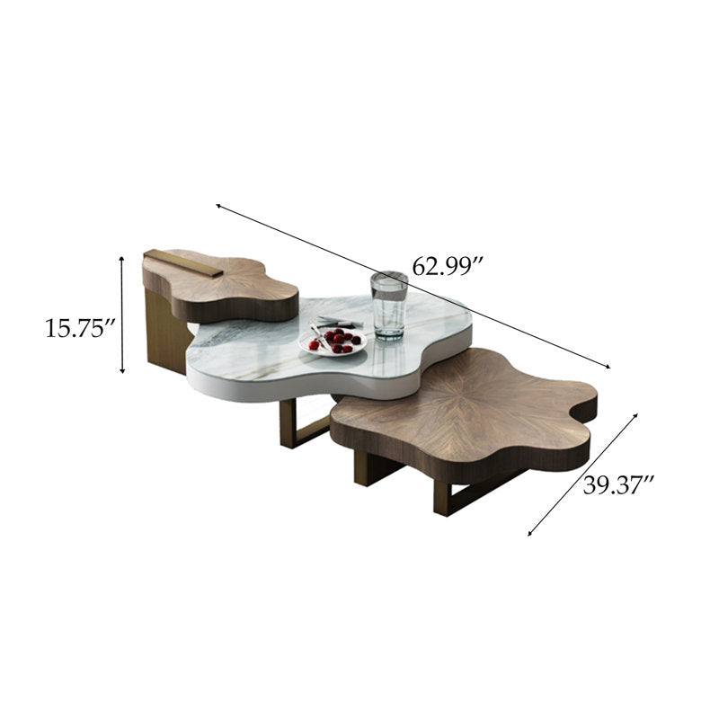 Luxury walnut teak wood coffee table for living room