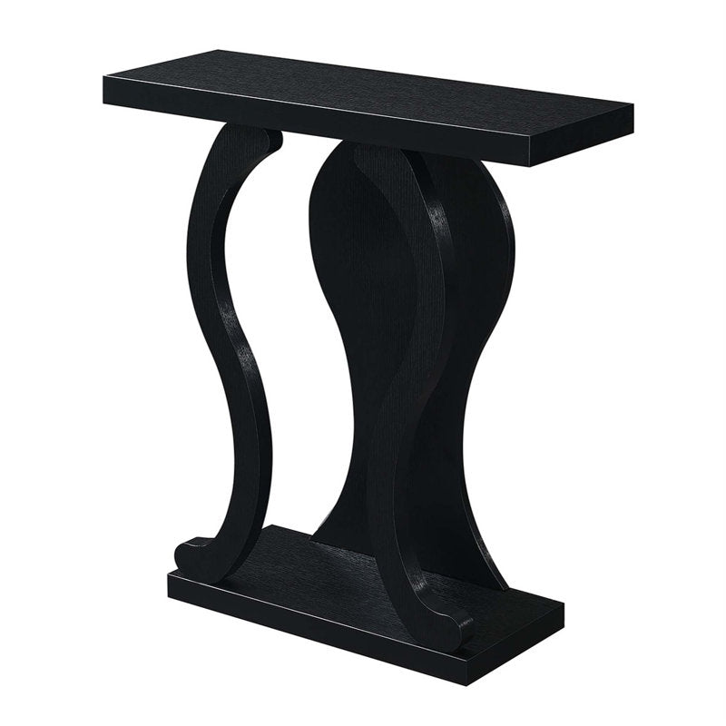 Premium teak wood entryway console table black finish