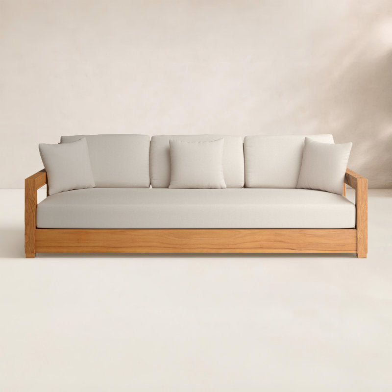Solid wood sofa with comfortable seating
