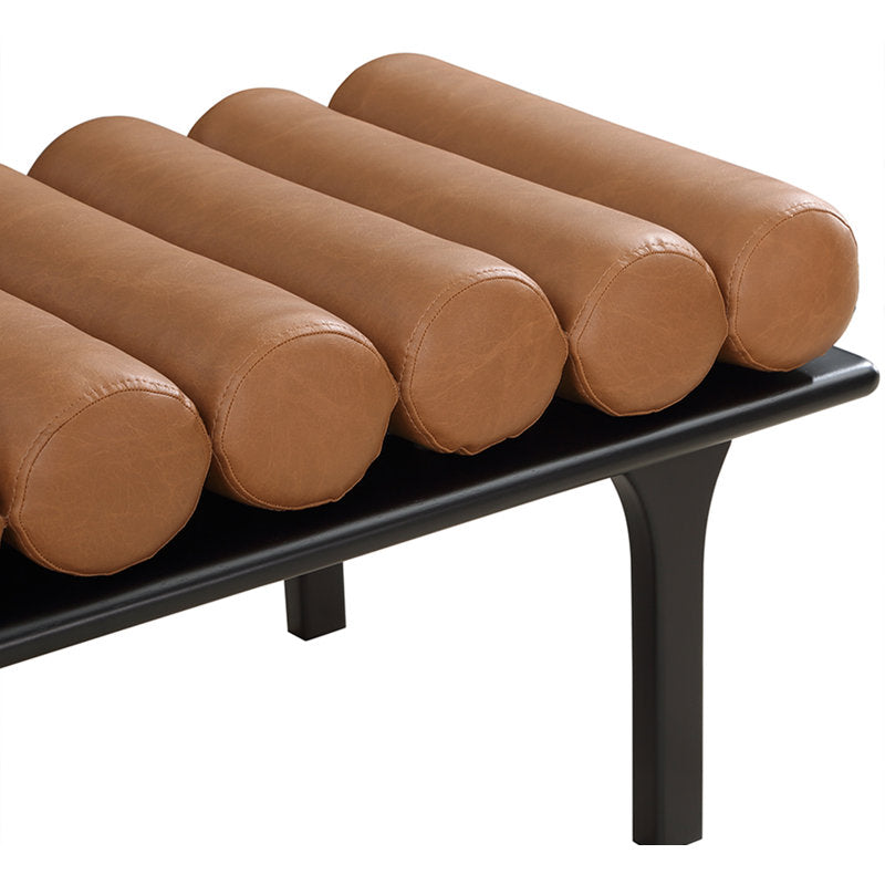 Luxury wooden bench with leather cushion