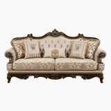 Classic handcrafted teak wood sofa for elegant living room interiors