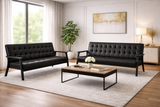 Luxury 3 Seater Teak Wood Sofa | Modern Upholstered Fabric Couch | Sky Rise Decor Designer Living Room Sofa