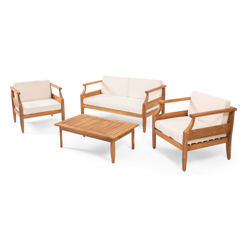 Premium Teak Wood Sofa Set – Solid Wood Living Room Sofa 2+1+1 Seater +1 Center table