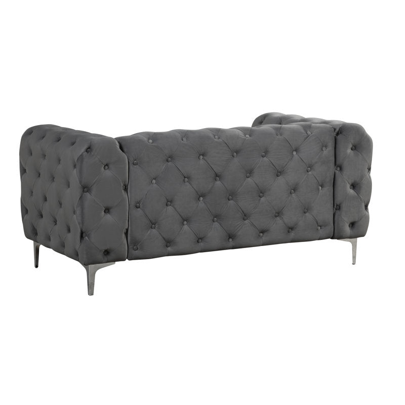 Designer grey upholstered teak wood sofa set