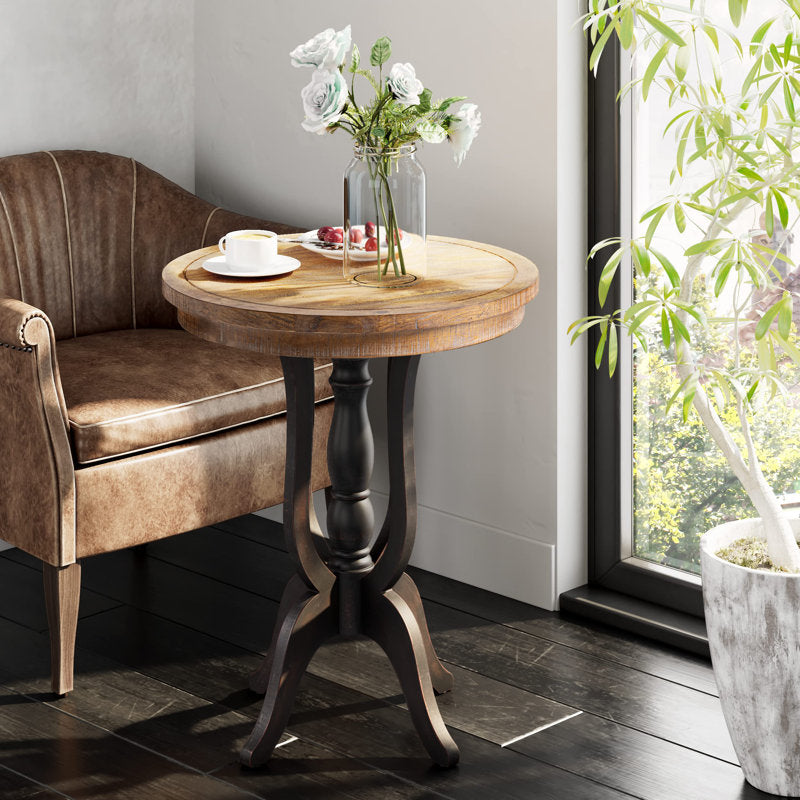 Premium solid wood accent table with natural finish